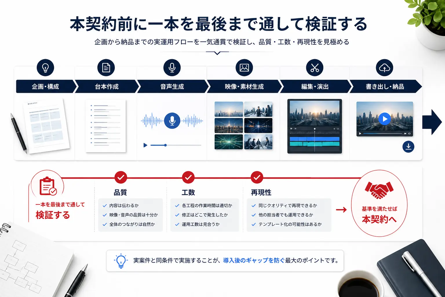 企画から投稿プレビューまで一本を通すAI動画ツール検証フロー