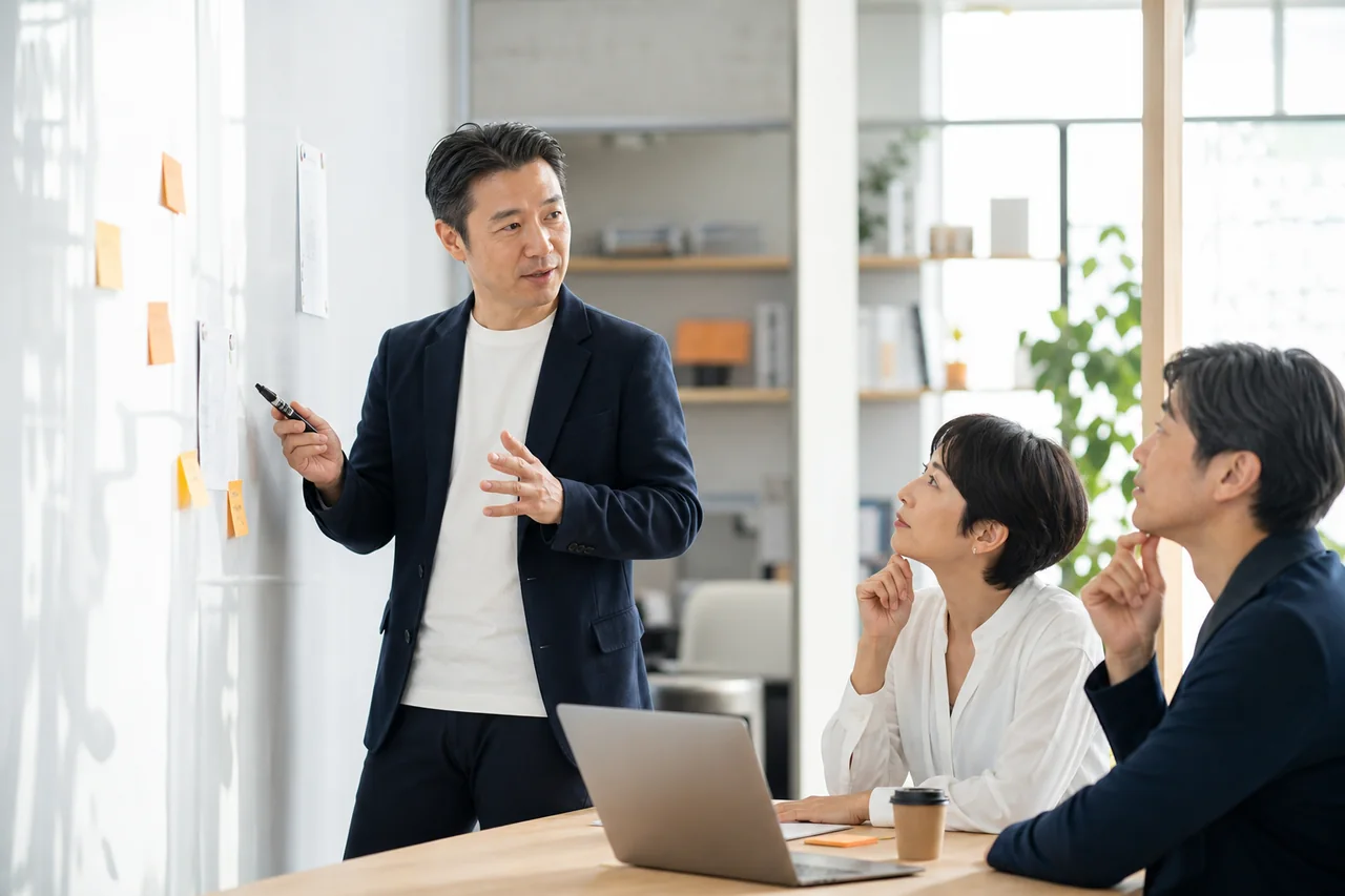 問い・結論・理由・小さな行動の型にするを実務で進める様子