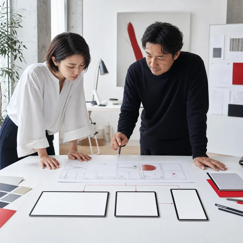 一つの絵コンテから横型・正方形・縦型のAI動画広告を設計する制作チーム
