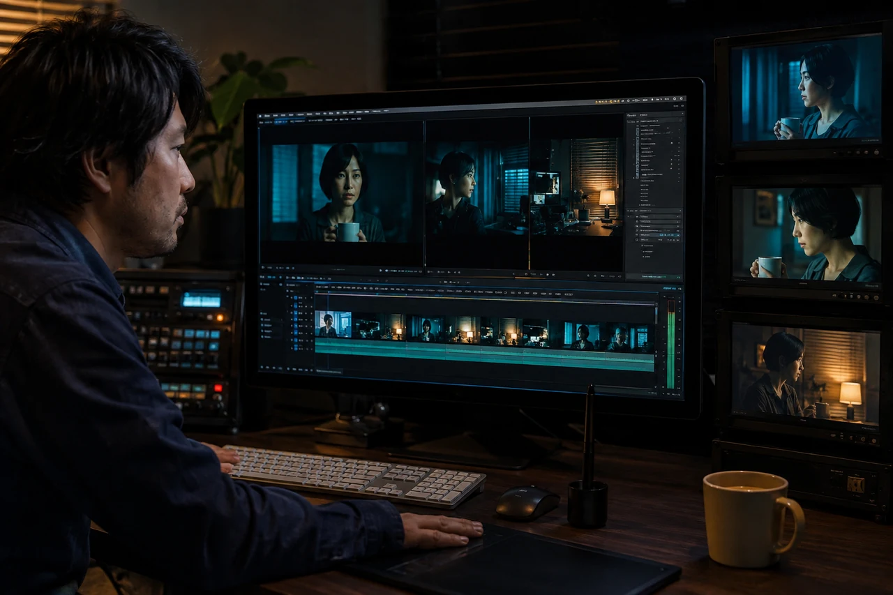 開始と終了フレームを照合して短いAI動画をつなぐ編集者