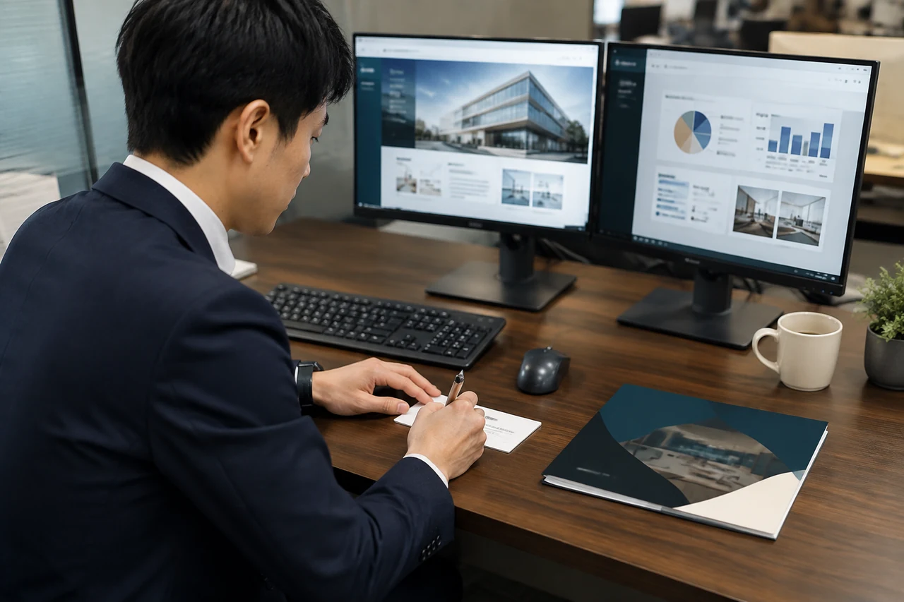 一社の状況を理解し短い提案文を作る営業担当者