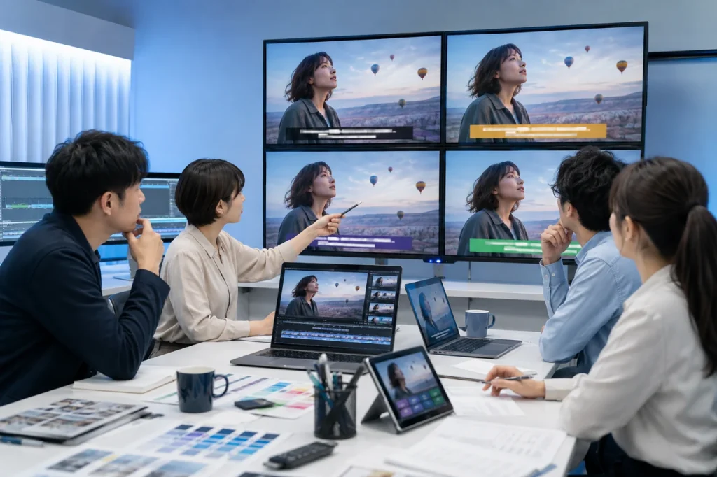 同じ動画の多言語字幕を比較検品する日本のローカライズチーム