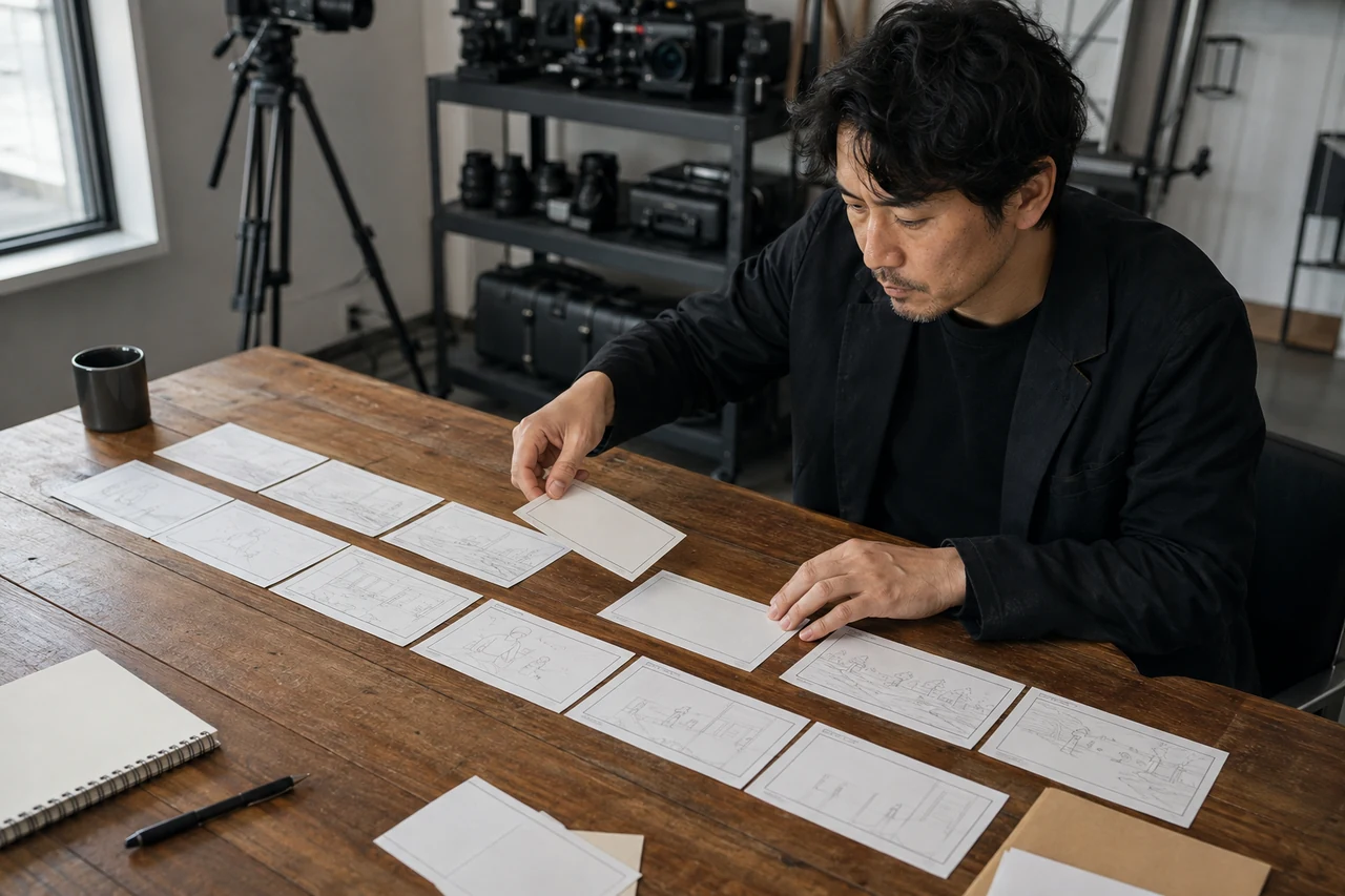 生成前の絵コンテで動画の順序と不足を見つける日本のディレクター