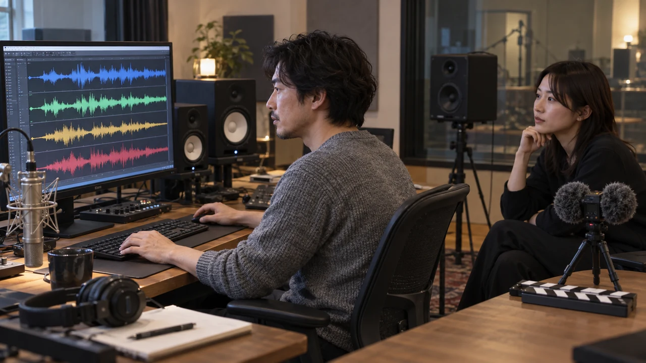 話し声・BGM・環境音・突発音を別トラックとして聞き分ける編集者