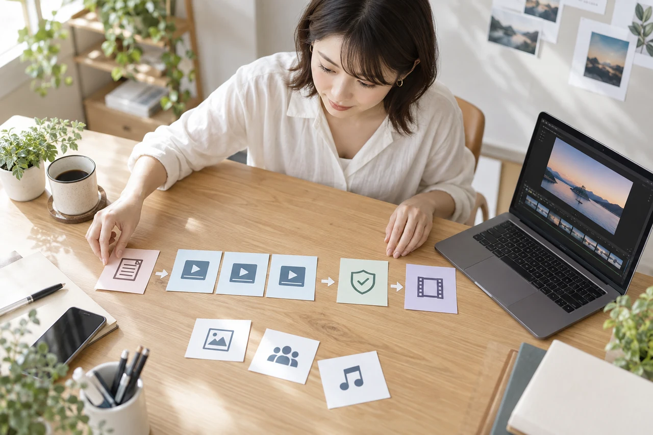 動画解析の目的ごとに抽出候補を整理する企画担当者