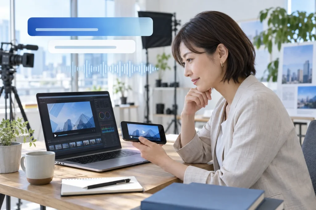 字幕と映像の伝わり方を複数端末で検品する動画担当者