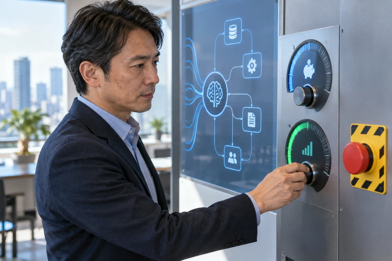 予算上限と停止条件を外部制御盤で管理する責任者