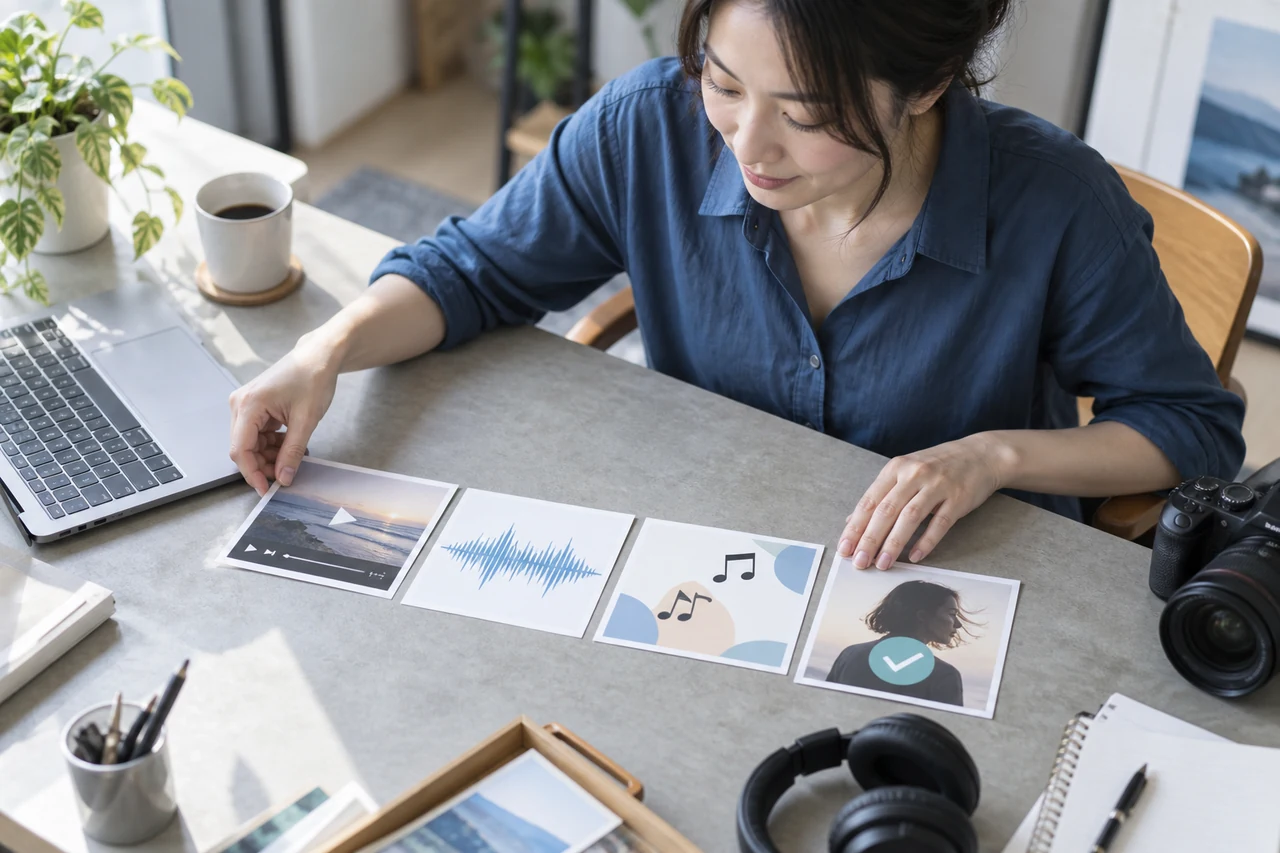 映像・音声・BGM・出演同意を素材IDで整理する制作者
