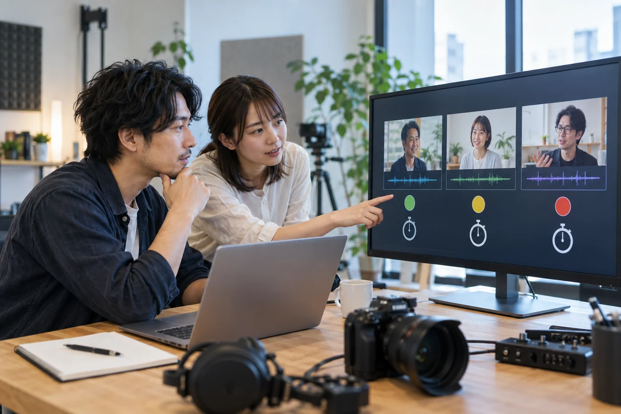 3種類の対談素材を聞き取りやすさで比較するチーム