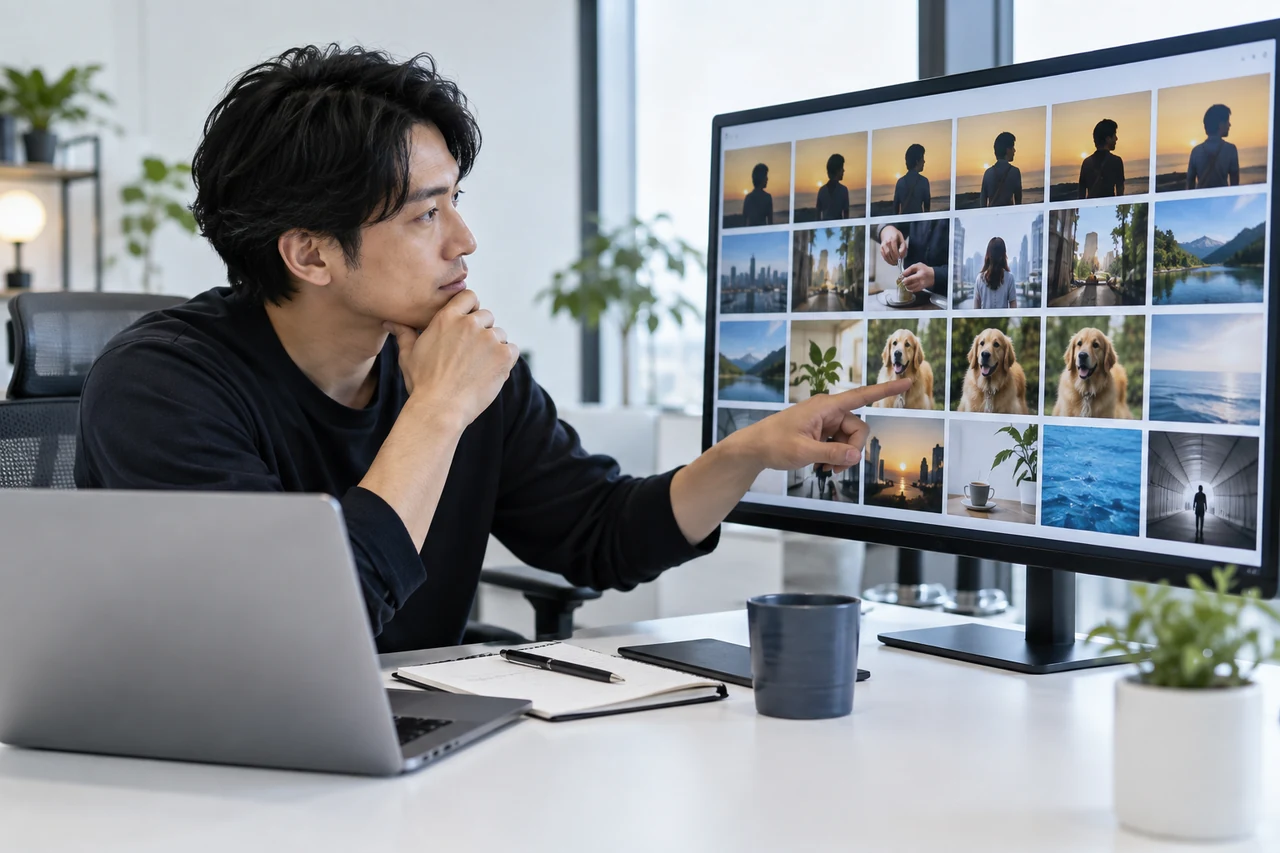 似た動画の反復を一覧で見分けるSNS担当者