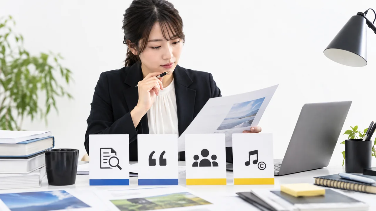 AI変換した原稿の事実・引用・権利を確認する担当者
