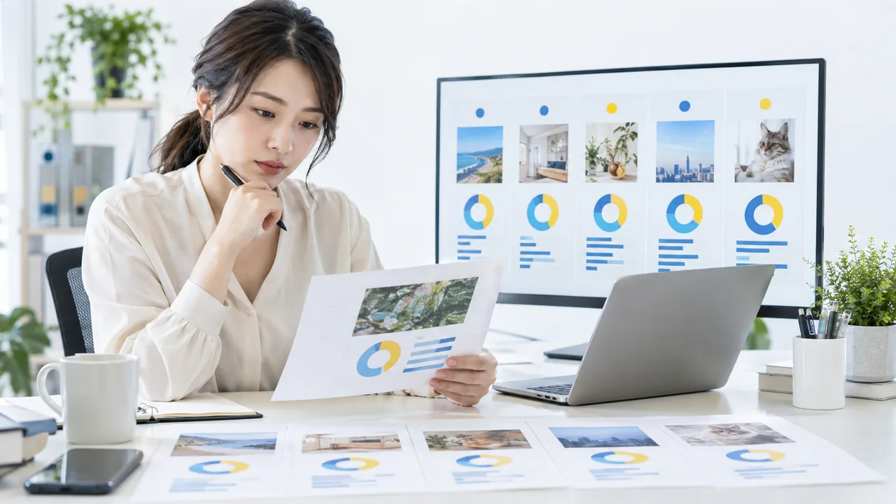 5つの派生投稿の反応と制作時間を比較する担当者