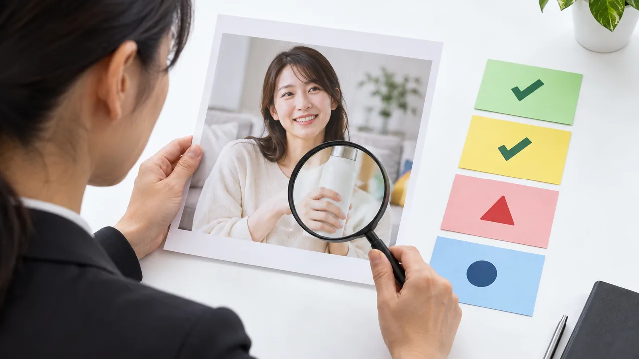 生成画像の文字・人物・商品・権利を公開前に点検する担当者