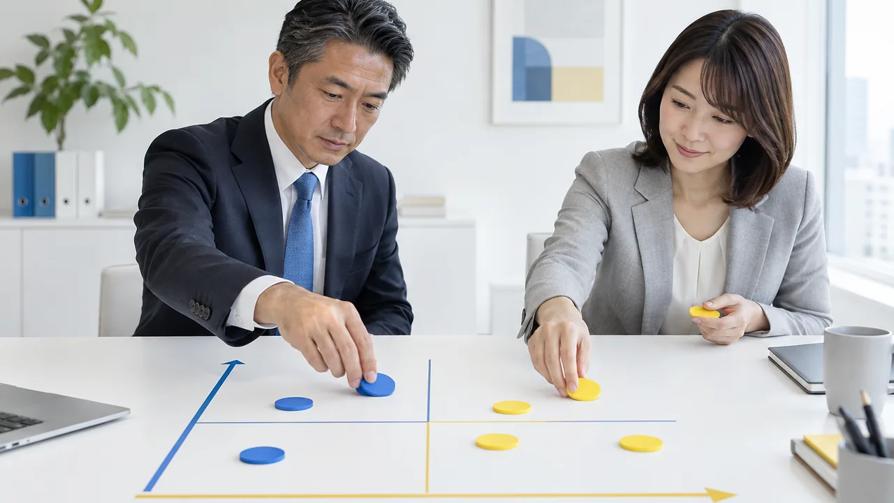 AIリスクを発生可能性と事業影響の二軸で優先順位付けする会議