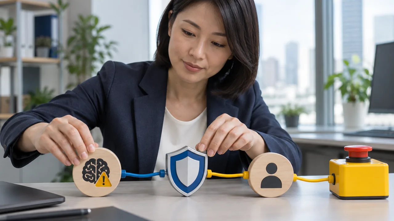 一つのAIリスクに対策・責任者・停止スイッチを結び付ける場面