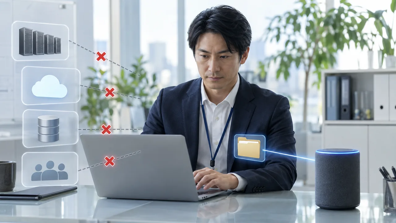一つの承認済みアプリとフォルダを読み取り専用で接続する試行