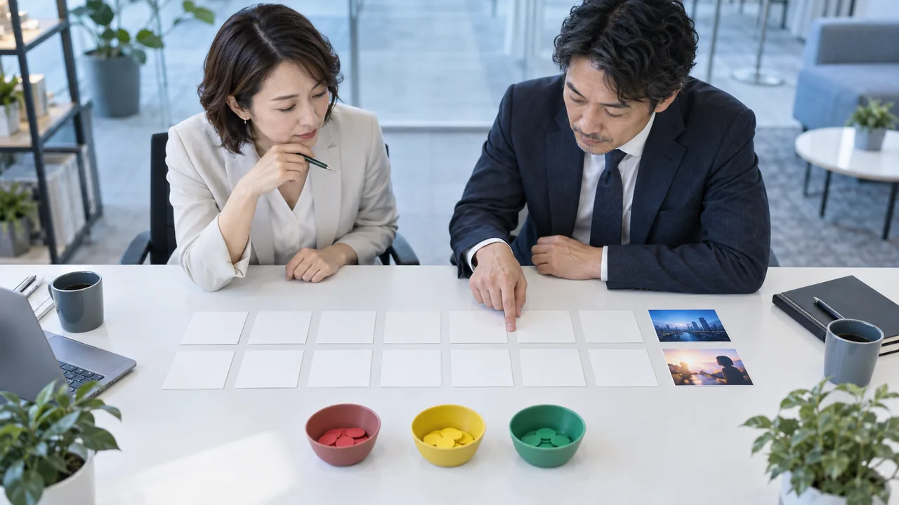 14日間のAI動画試験を2行7枚のカードと成果指標で確認する担当者