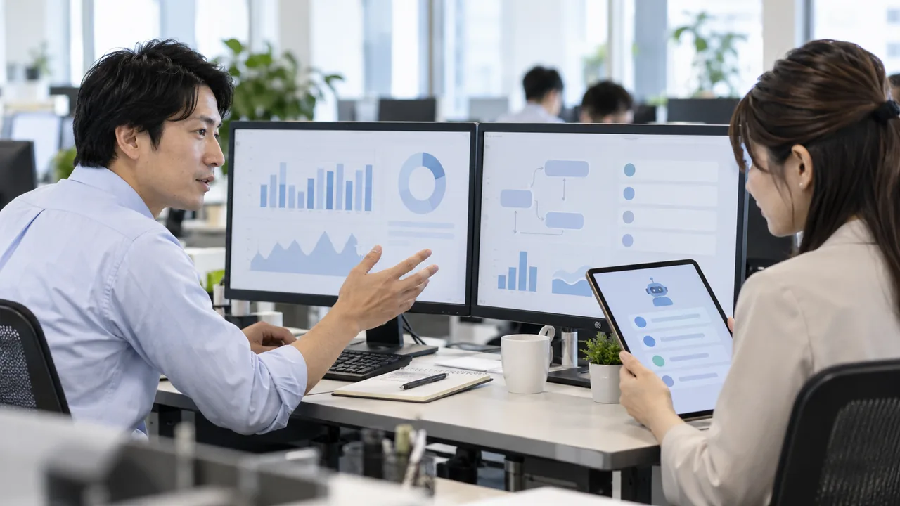 ERPの業務データを確認しAIが作った処理候補を人が承認する場面