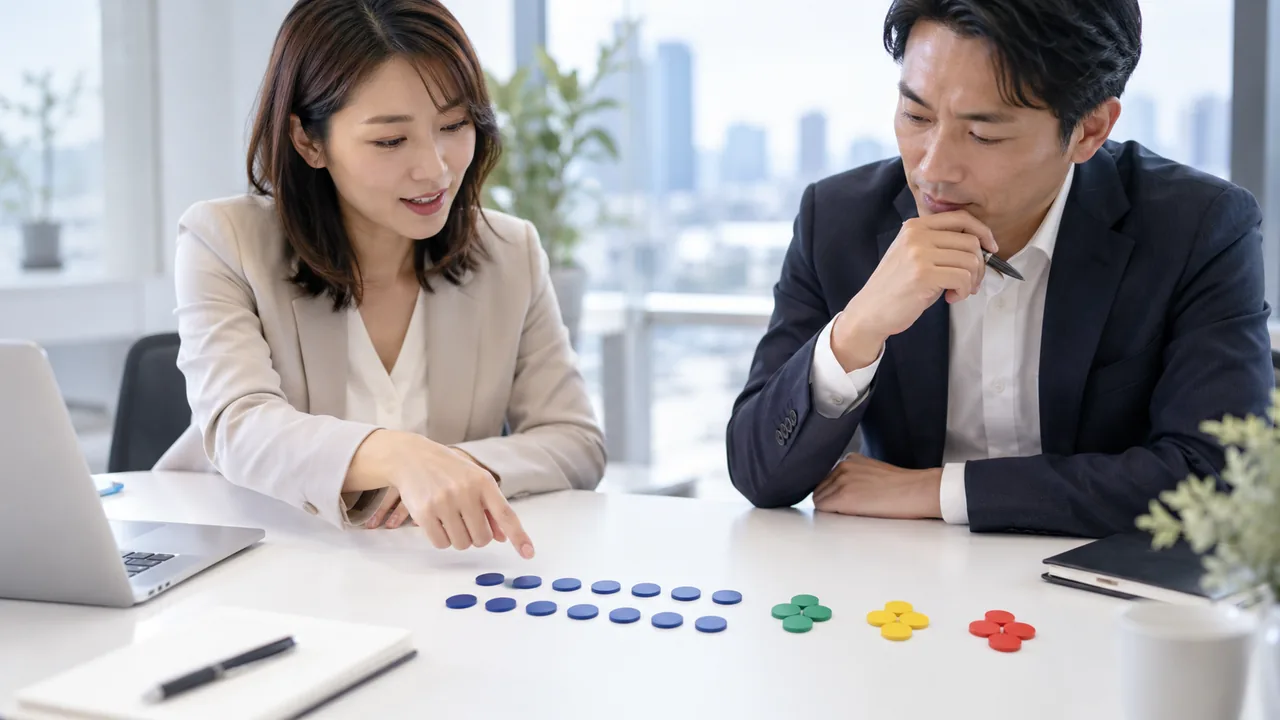 14日間の会話完了・商談希望・営業確認の結果を色分けして振り返るチーム