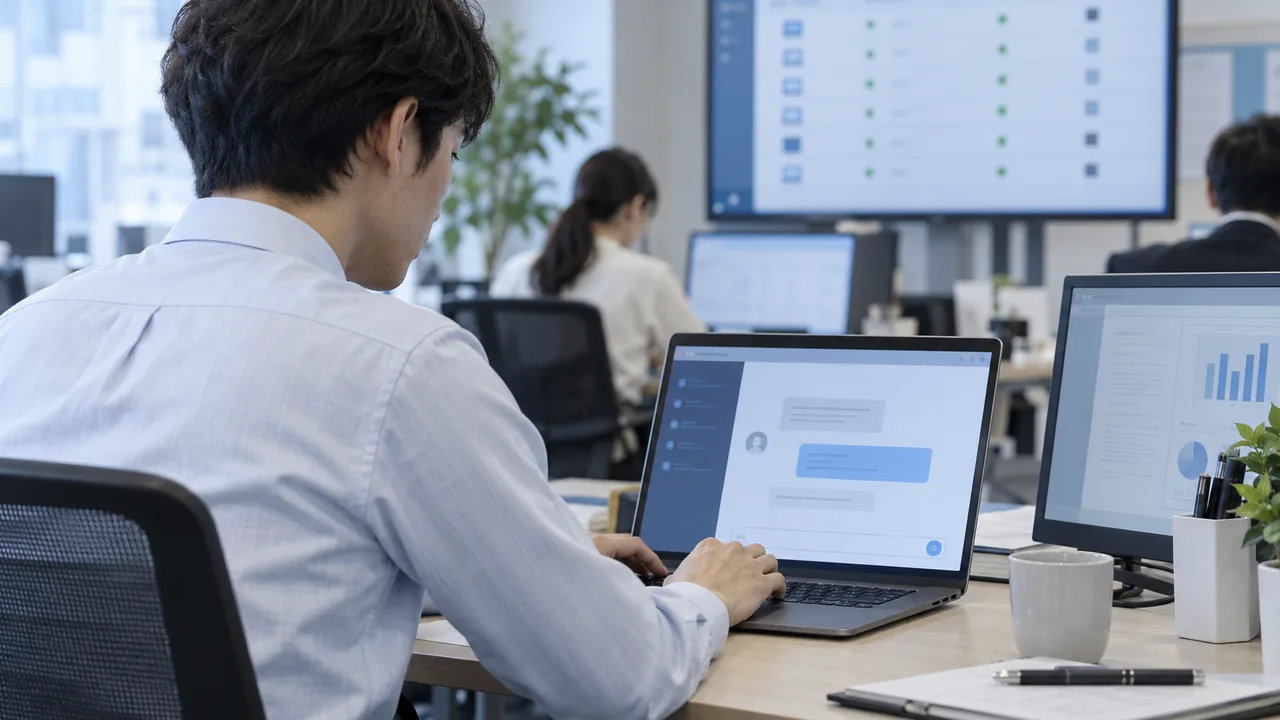 ITの利用台帳に載っていない個人AIサービスを業務で使う社員の場面