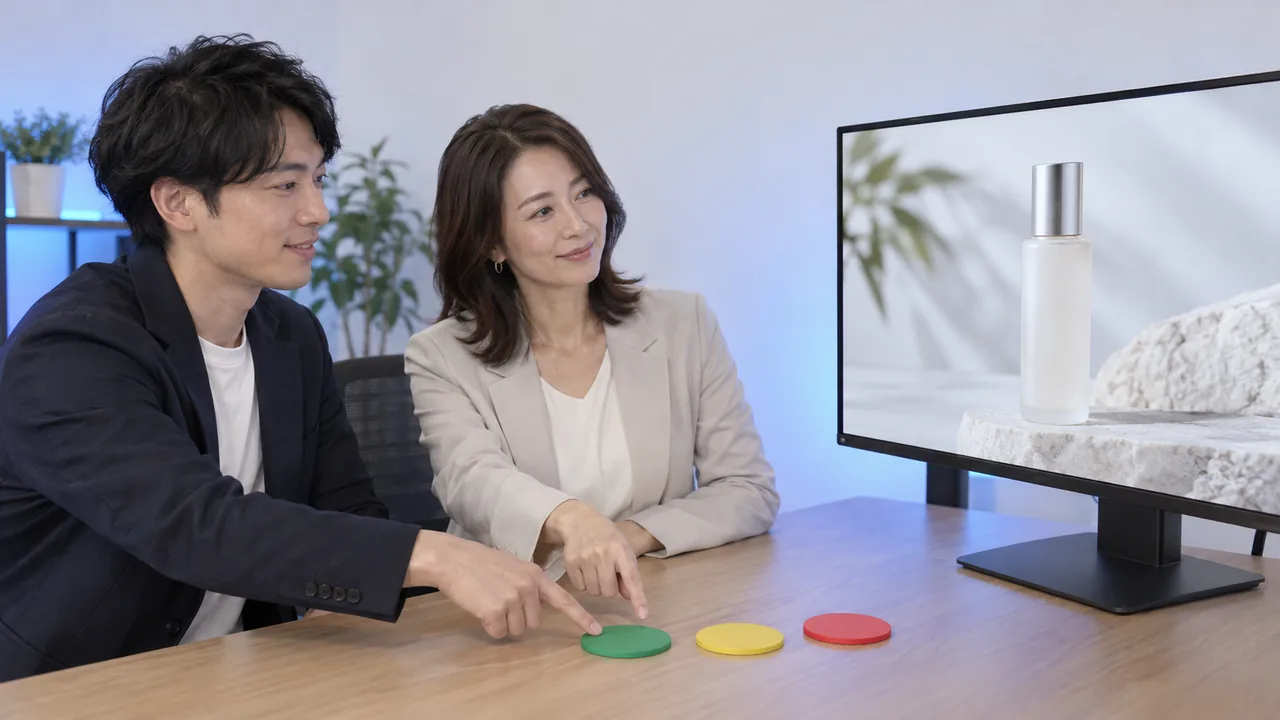 限定公開の縦型動画を確認し小規模な広告テストを承認する場面