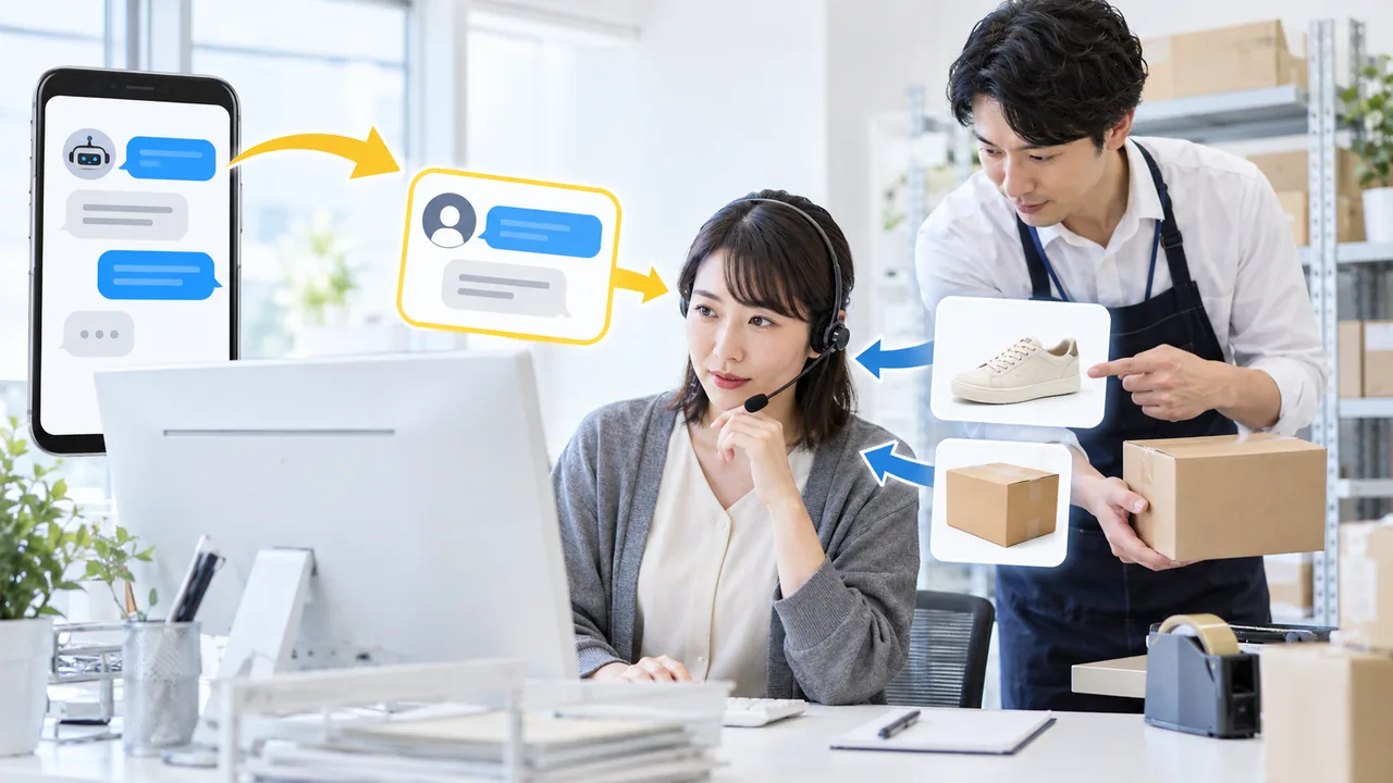 回答できない質問を商品情報付きで有人対応へ引き継ぐ日本のECチーム