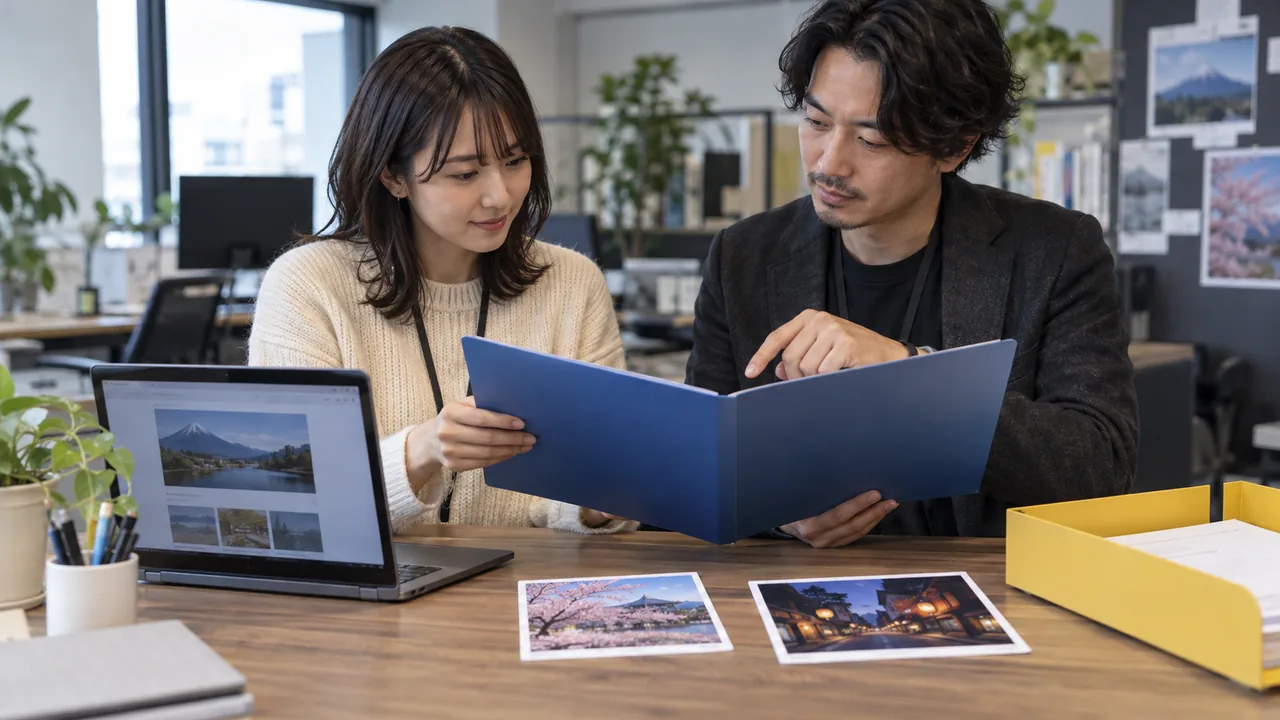 制作者と配信担当が受け渡し条件と差し戻し先を確認する様子